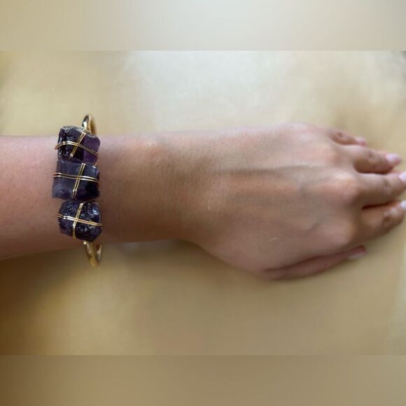 bohemian purple stone bracelet A620 - Picture 4 of 4